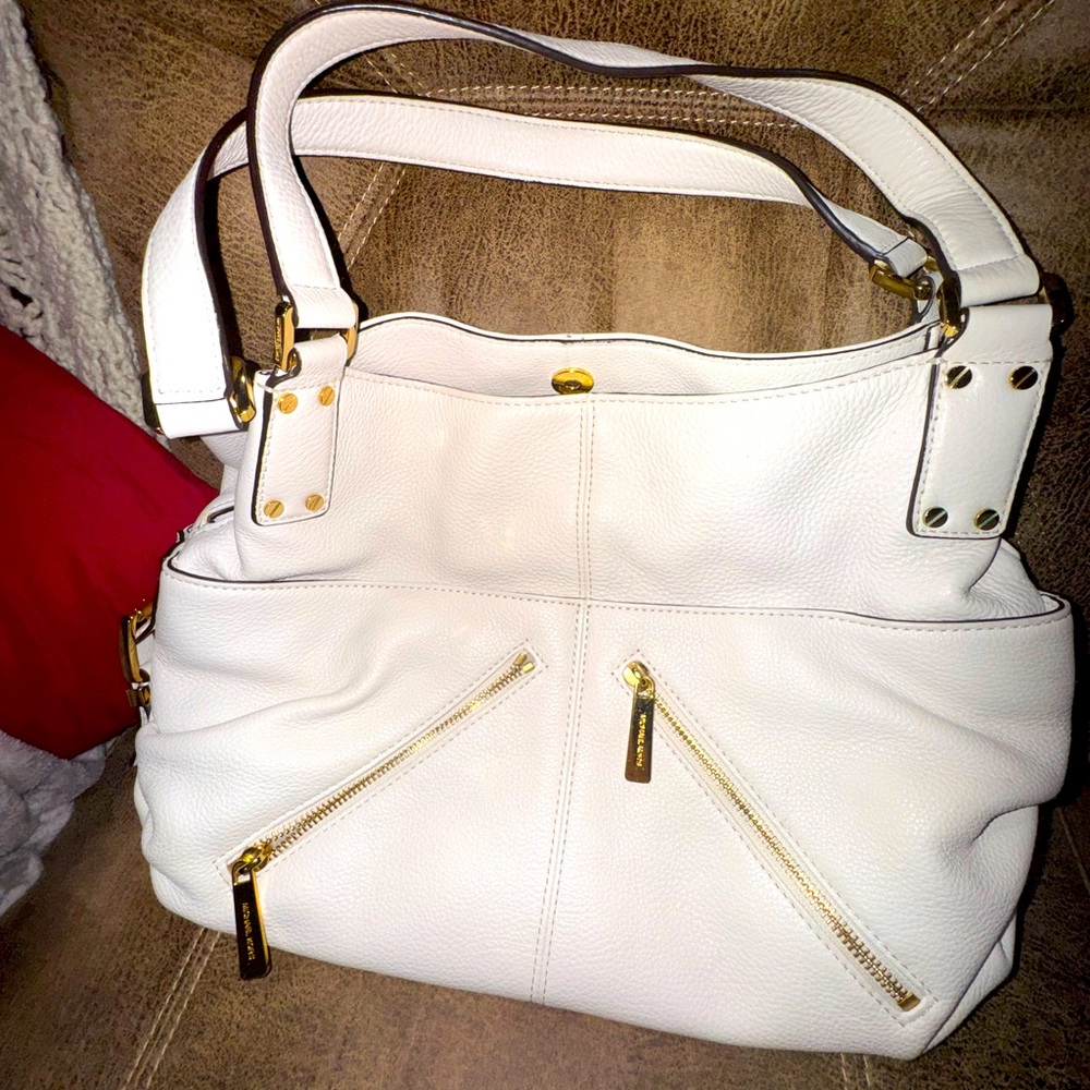 MICHAEL KORS PORTLAND LARGE VANILLA WHITE GOLD TOTE SHOULDER BAG PURSE